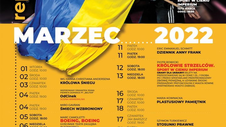 Marzec 2022 w Teatrze Nowym ma kolory NIEBIESKO-ŻÓŁTE