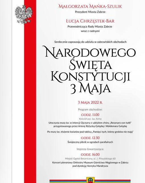 Zabrzańskie obchody Narodowego Święta Konstytucji 3 Maja
