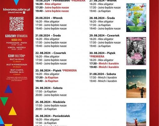 Sierpniowy rozkład jazdy w Kinie ROMA