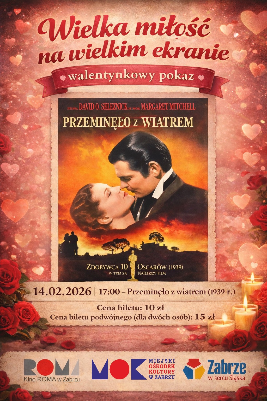 plakat wydarzenia z plakatem filmowym i informacjami o wydarzeniu